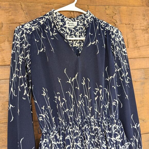 Vintage Murray Meisner Dress Women's Size Small Navy Floral Ombre - Picture 2 of 7